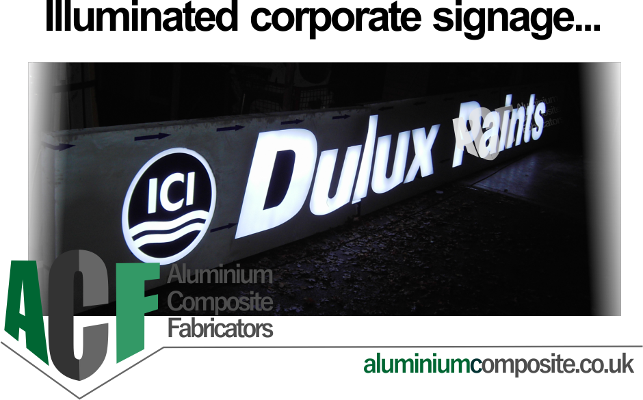 illuminated signage made from acm