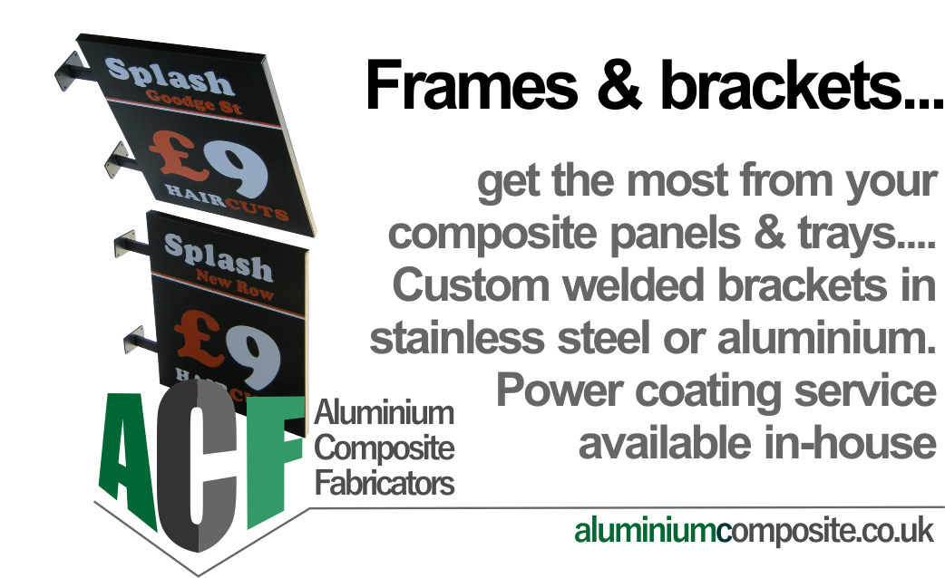 sign grade composite panels on metal bracket